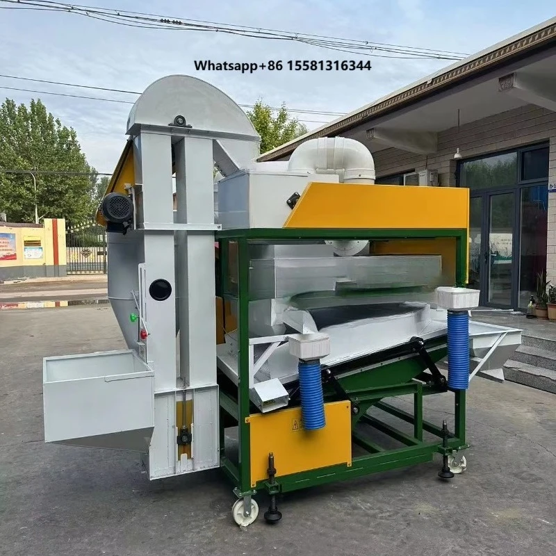 500-1000kg/h Mobile Combine Barley Seed Separator Sorghum Sesame Cleaning Machine with Vibro Cleaner and Gravity Separator