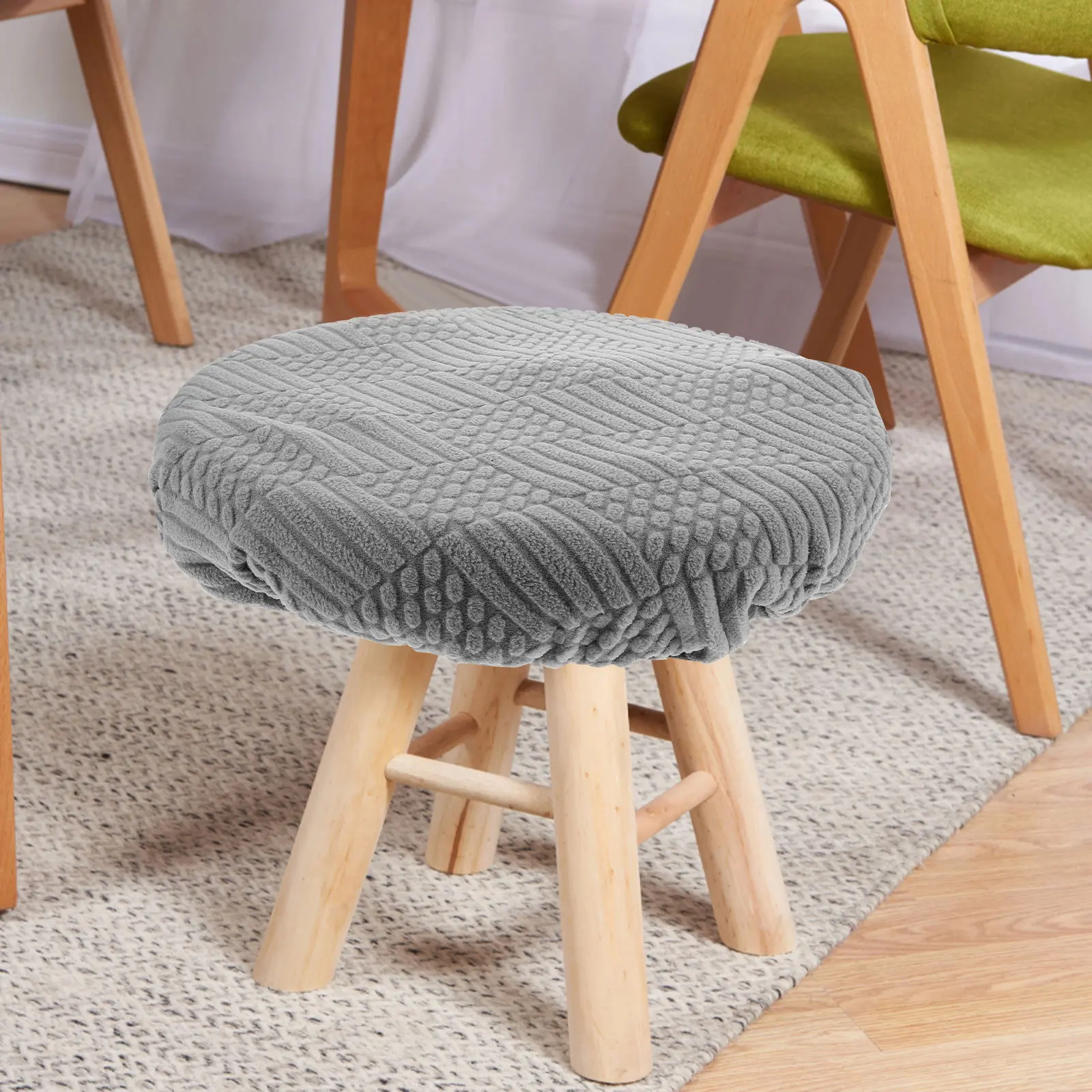 Elastic Round Chair Seat Covers for 11-14 Inch Stool Cushion Stretchable Dining Chair Slipcovers Kitchen Seat Protector Party view 4