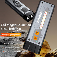 Flashlight with Magnetic Tail, Multiple Modes, Type-C Charging, Battery Indicator, Durable Metal Design, Clip for Pocket or Hat