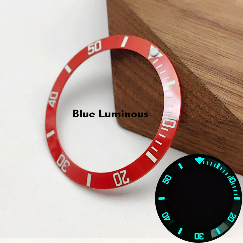 

38mm SUB Bezel Insert Blue Luminous Watch Ring Fit SKX007 SUB Watch Case NH35 Case Curved Ceramic bezel insert Ring Parts