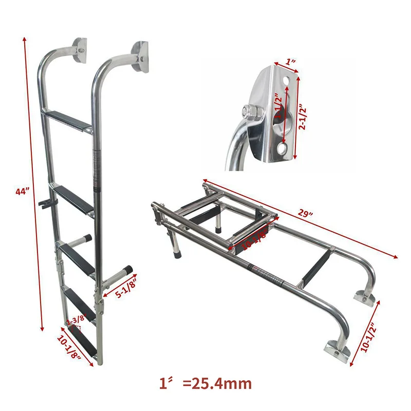 Ship stainless steel folding ladder, 2+3 folding ladder, portable telescopic ladder, boarding ladder