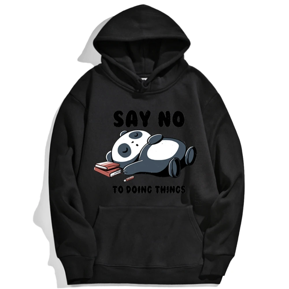 Hoodie Lovely Panda Sleeping Say No To Doing Things Print Men's Hoodies Hip Hop Harajuku Male Pullovers Loose Mens Hoody