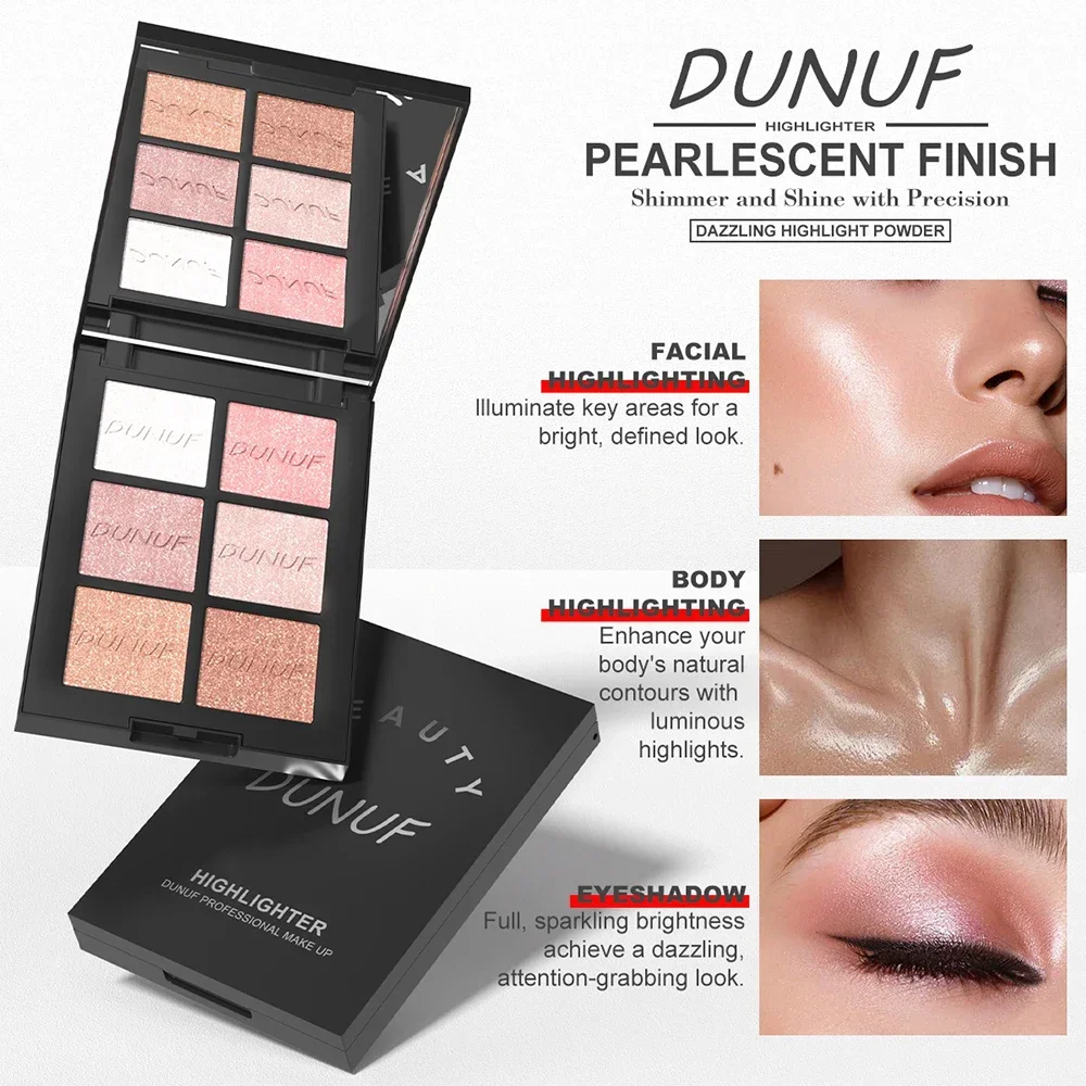 6 color Highlighter Palette Highly Pigmented Long Lasting Waterproof Natural Contour Powder Matte Pearl  Body Face Highlighting