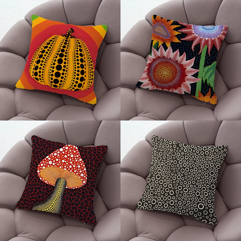 Art YAYOI KUSAMA Pillow Case Pillow Case Living Room Sofa Cushion Cover Suitable For Home Bedroom Room Decoration