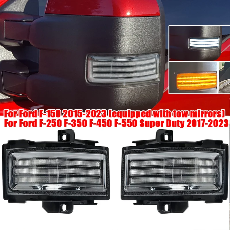 2pcs Car Side Mirror Lights Turn Signal Blinker for Ford F-150 2015-2023 F-250 F-350 F-450 F-550 Super Duty 2017-2023