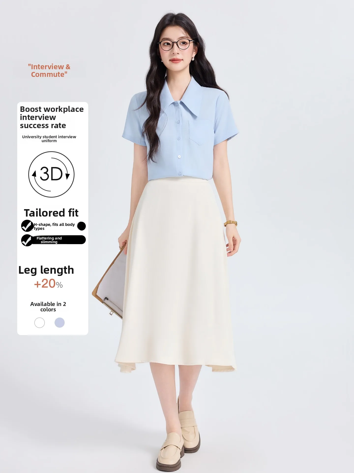 

Новинка 2026: Женский офисный комплект с отложным воротником и коротким рукавом, синий топ для работы и повседневной носки, модный, из полиэстера