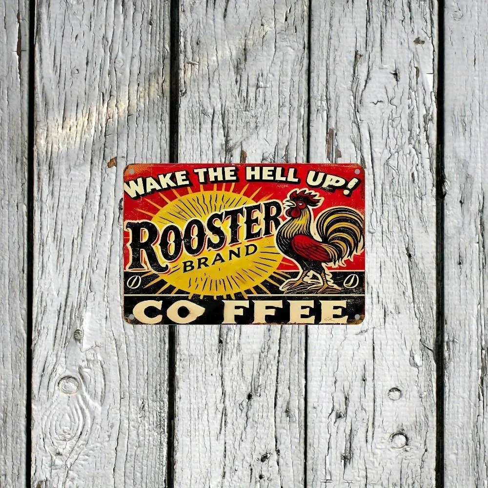 Vintage Rooster Tin Metal Signs Retro Metal Vintage Rooster Coffee Sign
