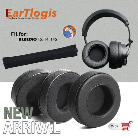 EarTlogis Replacement Ear Pads for Bluedio T5 T4 T4S Headphones Thicken Memory Foam Cushions Headset Earmuff Earpads Headband