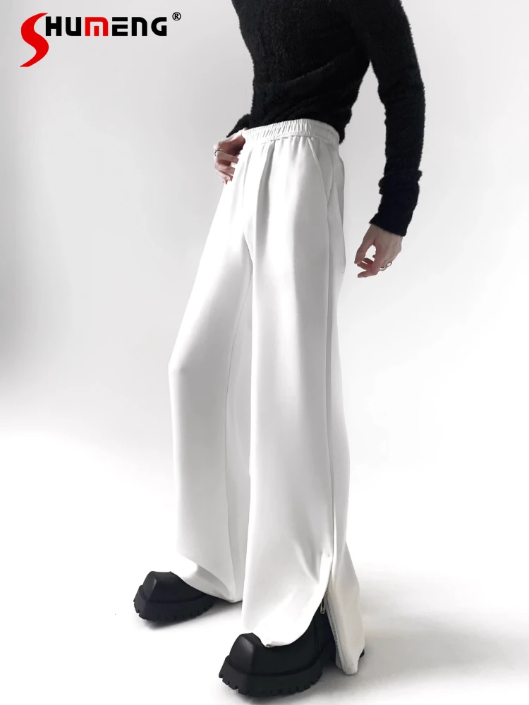 

Men's Solid Color Sweatpants 2025 Four Seasons New High-End Stylish Straight-Leg Pants Male Handsome Pocket Decoration Trousers