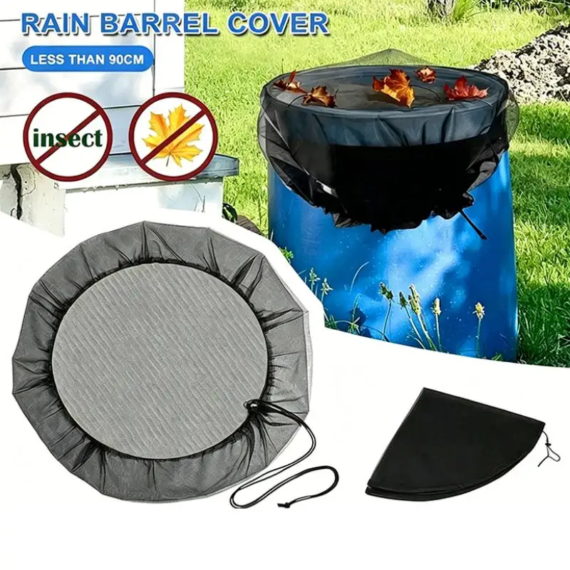 Rain Mesh Cover For Water Buckets Mosquito Proof Mesh Protective Cover Lid With Drawstring