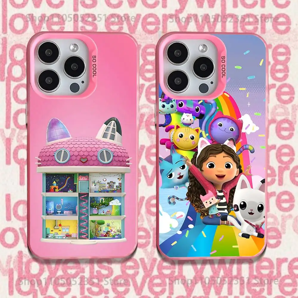 

Cartoon G-Gabbys D-Dollhouse Phone Case For iPhone 16,15,14,13,12,11,Pro,XS,Max,Plus,Mini,SE Pink Candy Matte Shockproof Cover