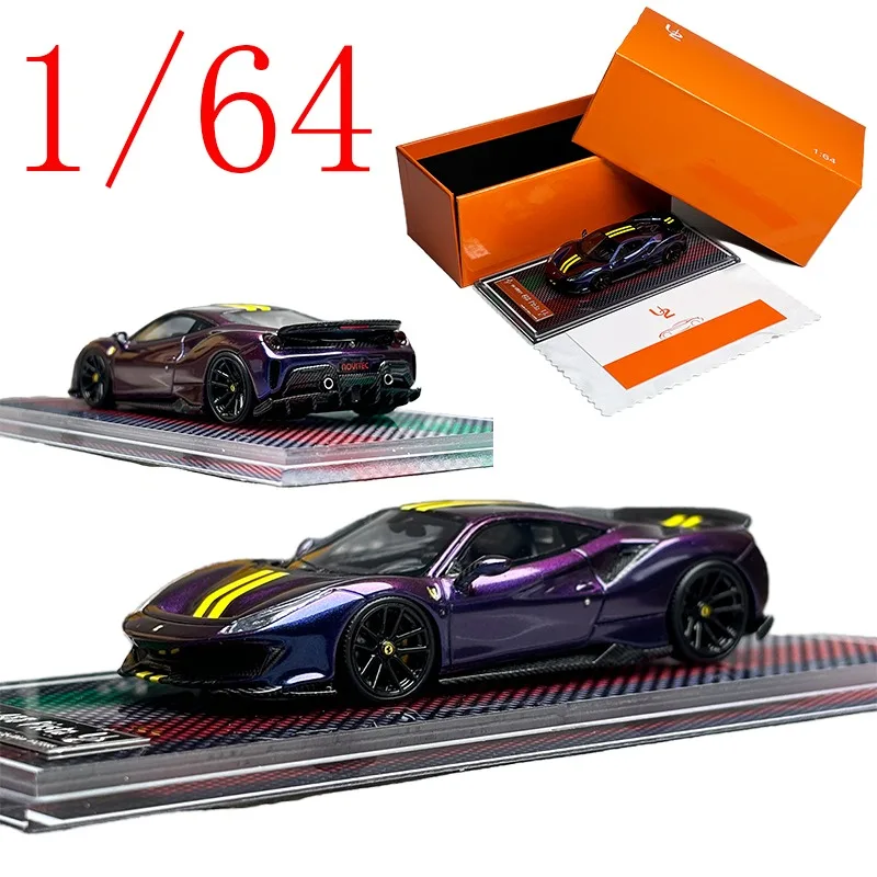 

U2 литой под давлением масштаб 1/64 Novitec, модель автомобиля из смолы Novitec 488, фиолетовый игровой автомобиль, игрушки для мальчиков, подарок, оригинальная коробка