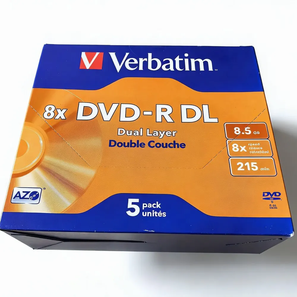 5Pcs Verbatim AZO DVD-R DL 8.5GB Double Layer D9 8X 240min