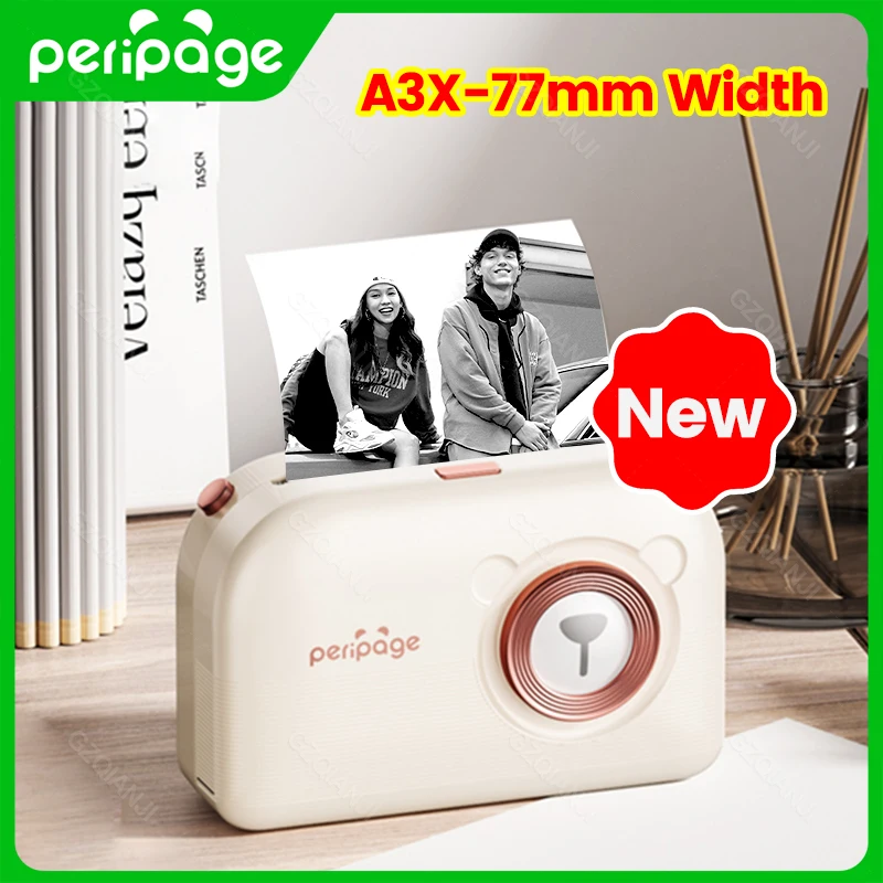 PeriPage A3X Portable Thermal Bluetooth Printer 203dpi Thermal Picture Photo Label Wireless Printer Pocket Barcode Maker Printer