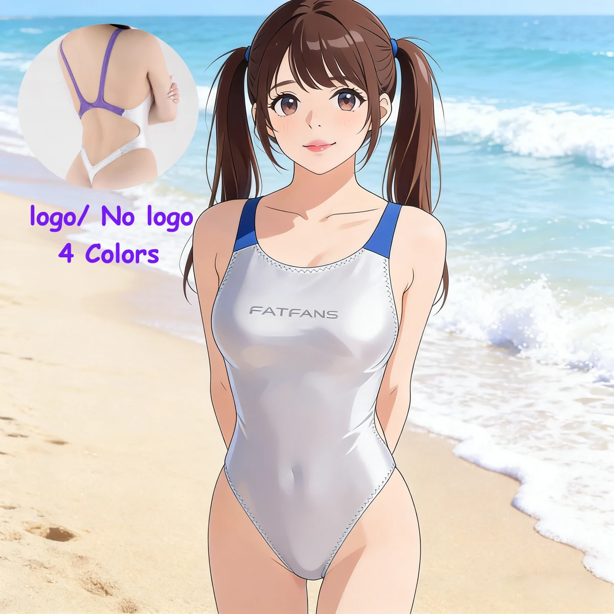 

FATFANS японский женский сексуальный блестящий эластичный цельный быстросохнущий стринги с высоким вырезом и открытой спиной, купальник, плотное боди, купальный костюм