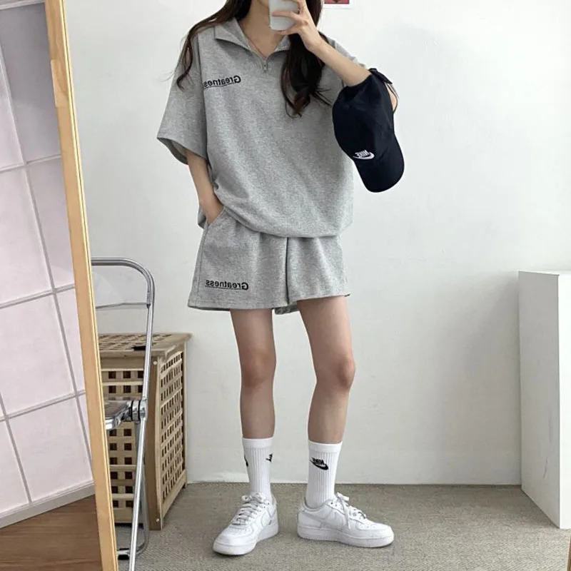 

Korean Style Clothes Summer Tops Shorts Suits Women 2024 Clothing T Shirt Sets For Women Two Piece Set Tracksuits Summer Outfits