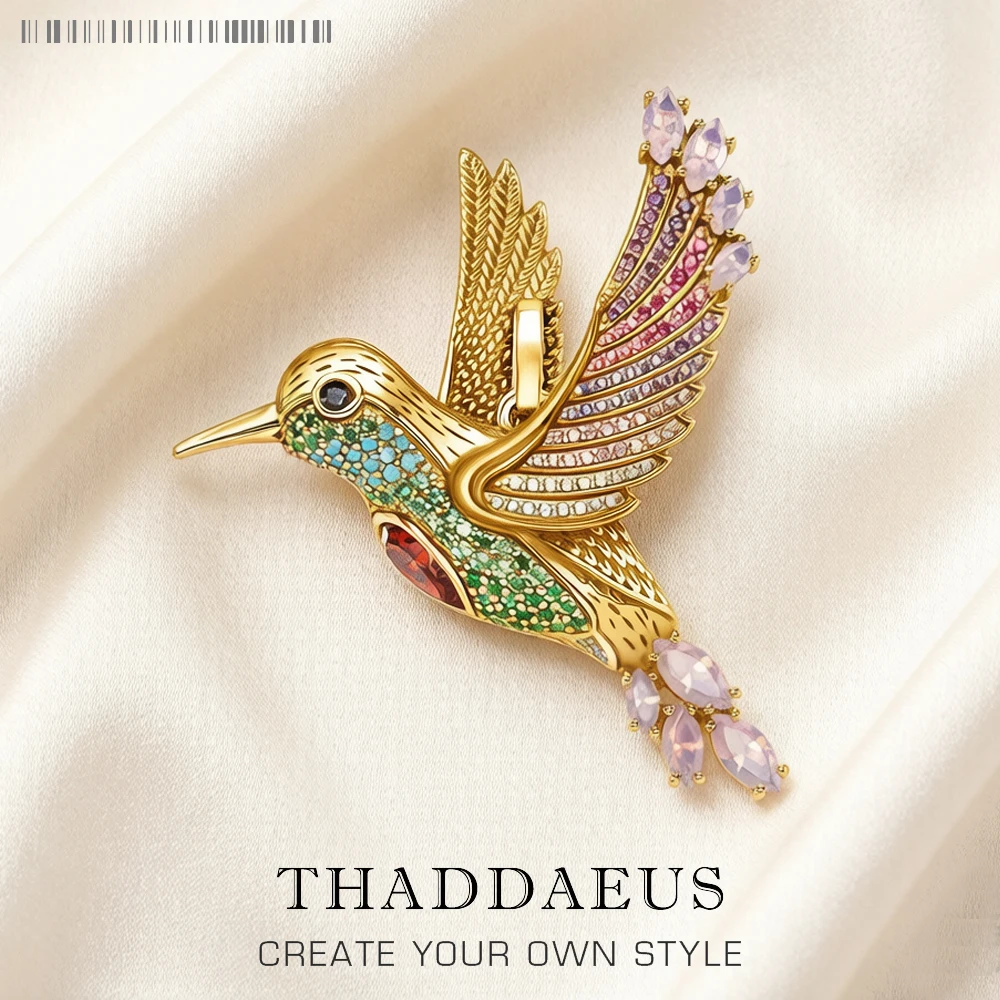 Pendant Large Hummingbird Gold 2022 Brand New Jewelry 925 Sterling Silver Accessories Gift For Women