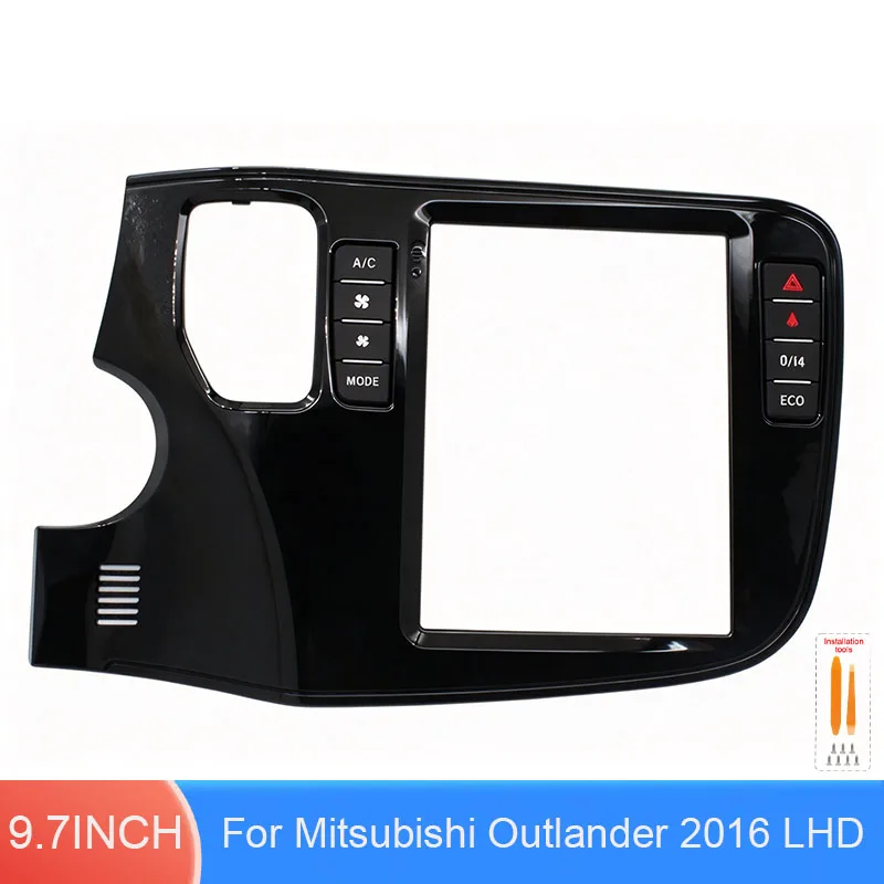 For Mitsubishi Outlander 2016 LHD 9.7 Inch Car Radio Fascia Frame UV Black Dashboard Panel Stereo Installation Trim Kit