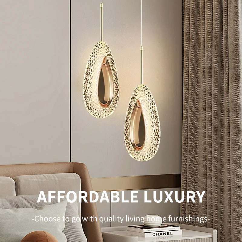 

Nordic Luxury Crystal Chandelier Bedside Bedroom Living Room Cabinet High-end LED Chandelier Home Interior Decoration Lighting