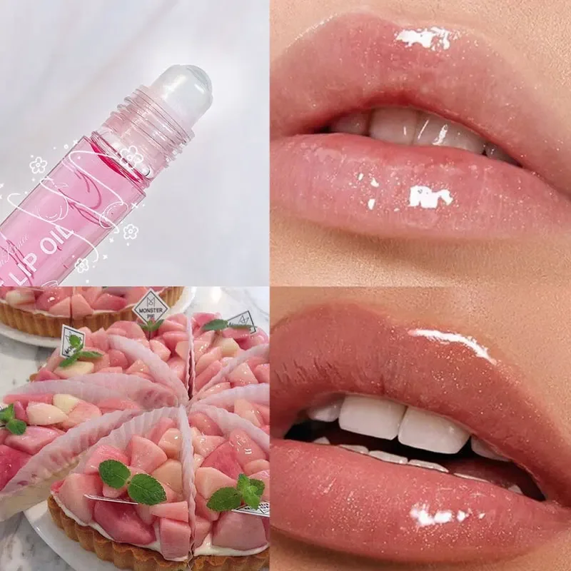 Moisturizing Transparent Lip Oil Fruit Roll-On Lip Balm Lip Primer Hydrating Lip Gloss Lip Care Cosmetics Contain Plant Squalane