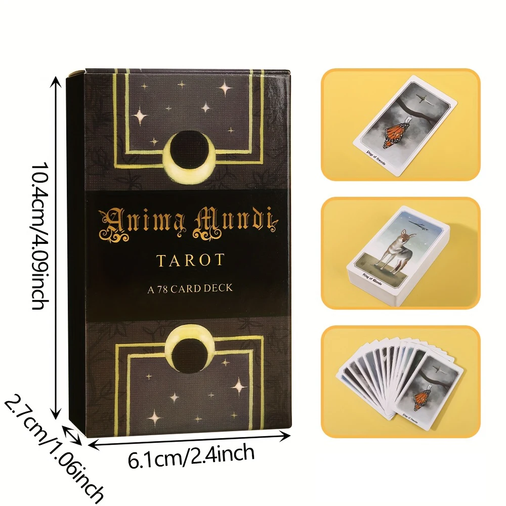 動物の剣タロットカードセット、78枚の初心者向けカードゲーム、占い探求用紙箱包装、耐久性のある紙素材