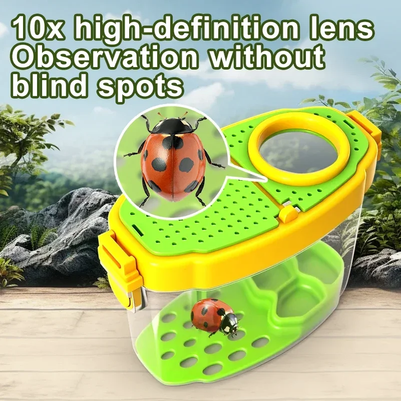 Insect Observation Box for Kids – Outdoor Collection Capture Tool with Magnifier, Tadpole Butterfly Silkworm Experiment