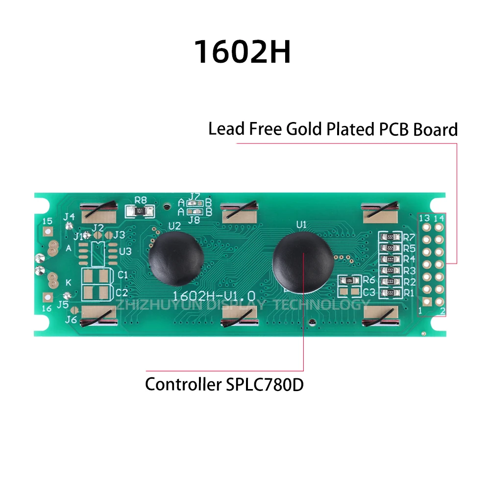 14PIN Dual Row Module 1602H Character Dot Matrix Screen Orange Light Black Characters Lcd1602 LCD Screen 16*2 Module