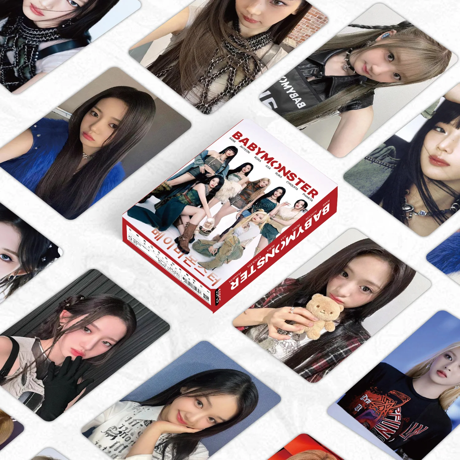 55Pcs/Set BABYMONSTER Idol Girl New Series Lomo Cards HD Printd Laser Photocards HARAM AHYEON RORA ASA RUKA CHIQUITA Fans Gifts