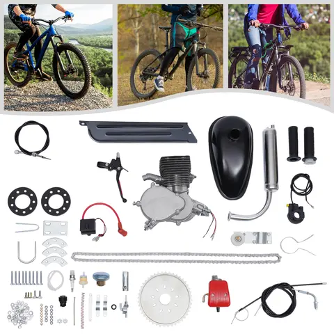 Kit de motor de bicicleta de 2 tempos 100cc - conjunto de motor a gasolina motorizado para bicicleta com ignição CDI, engrenagem de 36/44 dentes, 28 mi/h