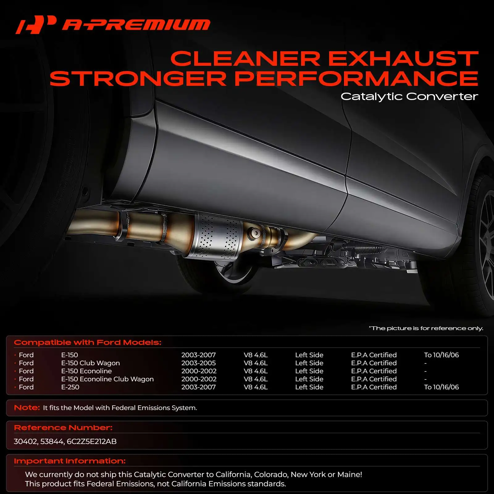 A-Premium Left Catalytic Converter for Ford E-150 E-250 2003-2007 E-150 Econoline 2000-2002 E-150 Club Wagon 2003-2005
