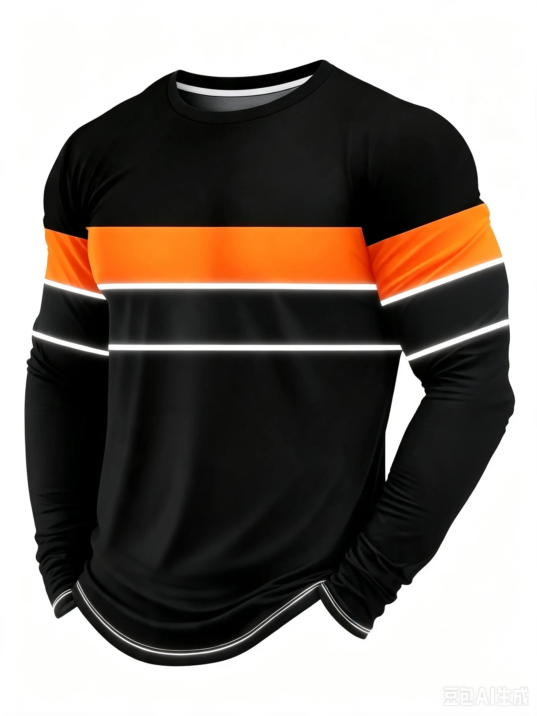 Striped Long Sleeve T-Shirt for Men Casual Crew Neck Athletic Workout Tee Autumn and Winter Thin Fashion Long Sleeved Pullover