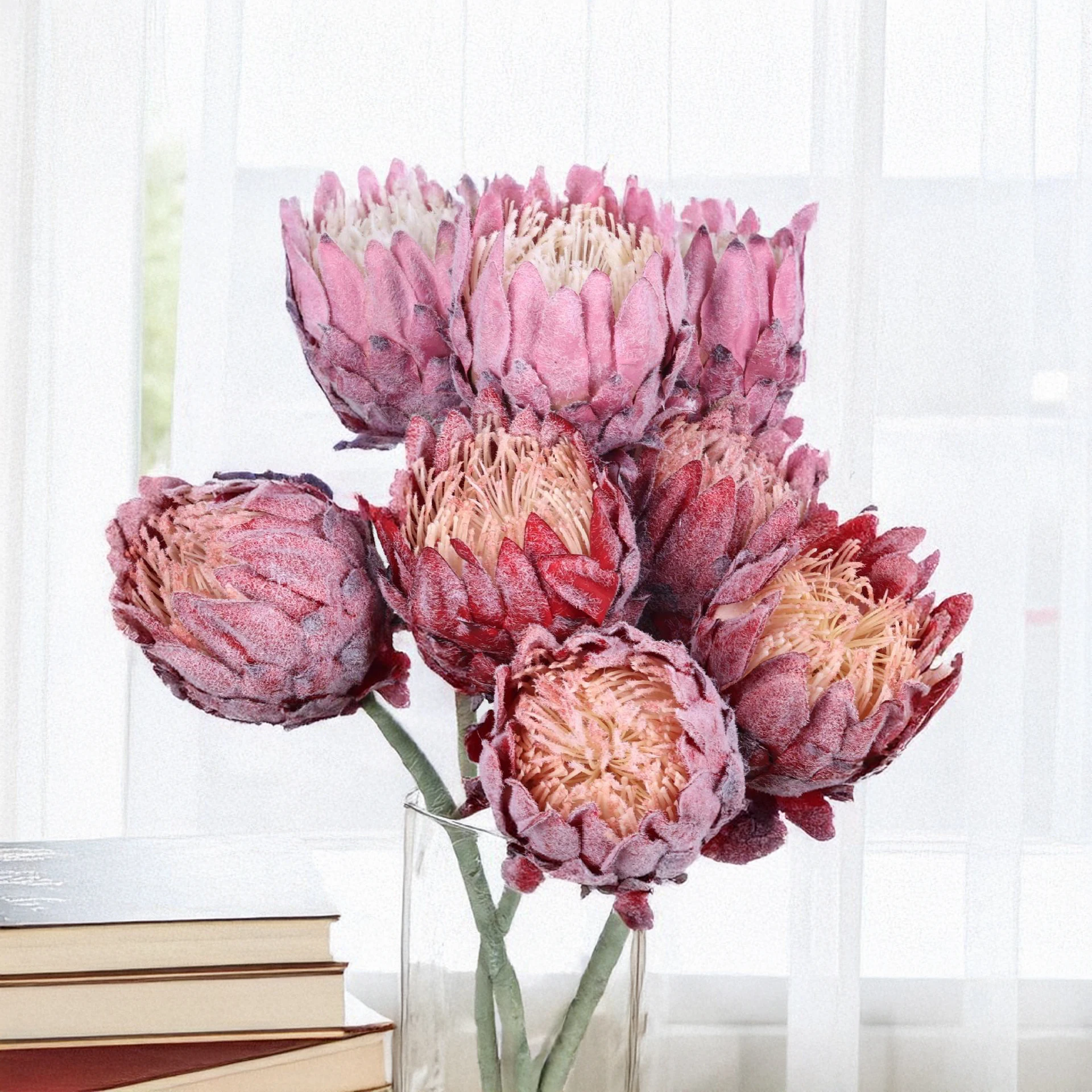 27,5 Zoll künstliche König Protea Blume Nordic Distel Faux Blumenstrauß Hochzeit Home Decor Arrangement Fotografie Prop