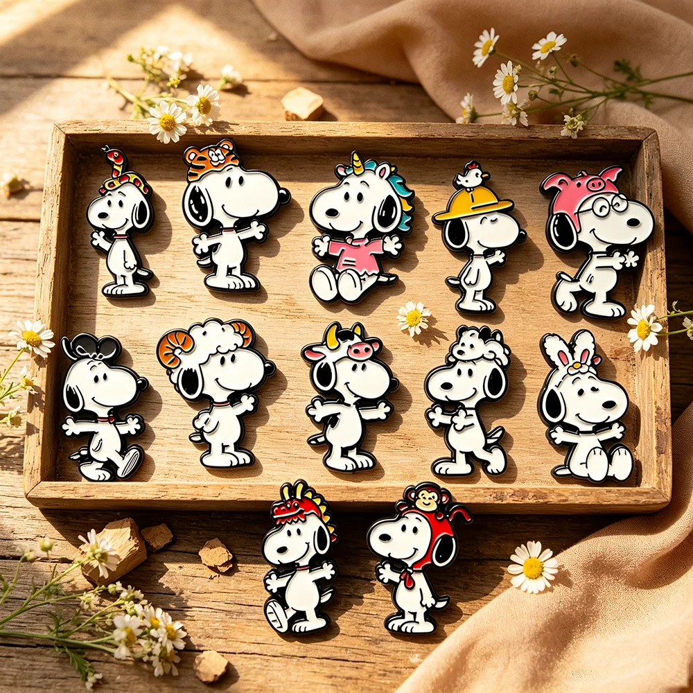 12 Stück Chinesische Tierkreiszeichen-Serie Niedliche Welpen-Emaille-Pins Anstecknadeln Dekorative Abzeichen für Rucksäcke Sammlerstück Geschenk für Fans – Detail 3