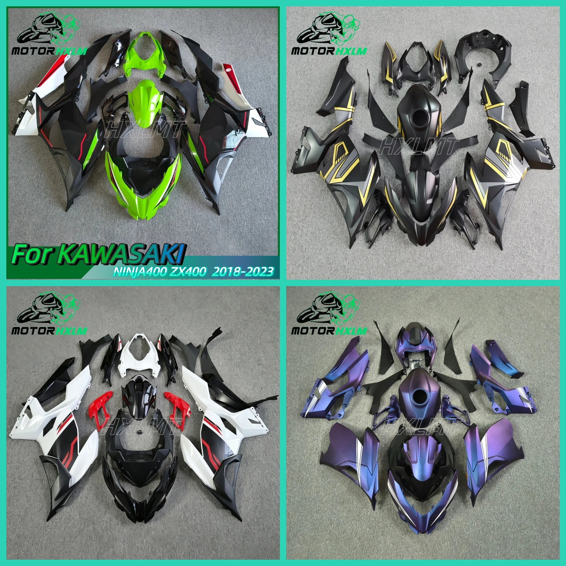 Motorcycle Fairing kit For Ninja 400 18 19 2021 22 23 year EX400 ZX400 2018 2019 2020 2021 2022 2023 Fairing Bright black