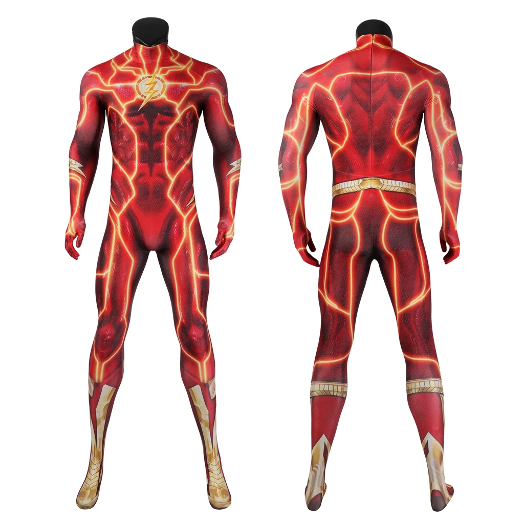 Red Flash Barry Cosplay Allen Costume stampa 3D Flash Cosplay Point Costume rosso Zentai tuta con maschera per uomini adulti