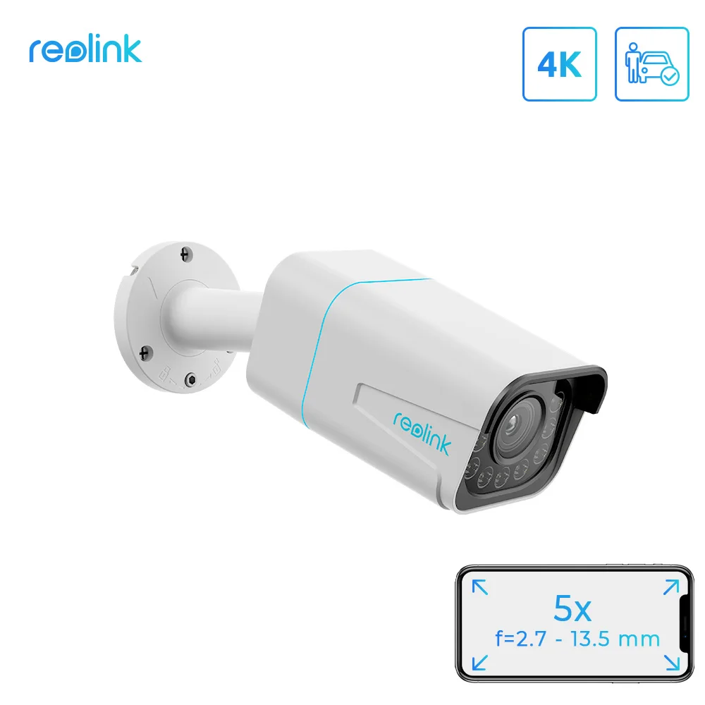 Reolink 4K PoE IP Camera 8MP 5X Optical Zoom Human/Car Detection 2-way Audio Color Night Vision Smart Home CCTV Outdoor RLC-811A