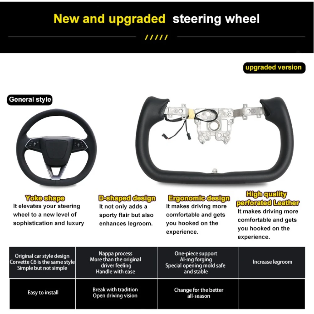 Yoke Handle Steering Wheel with Heating for Tesla Model 3 Highland 2024 - 2026 Racing Wheel Carbon Patch Customized Accessories view 6