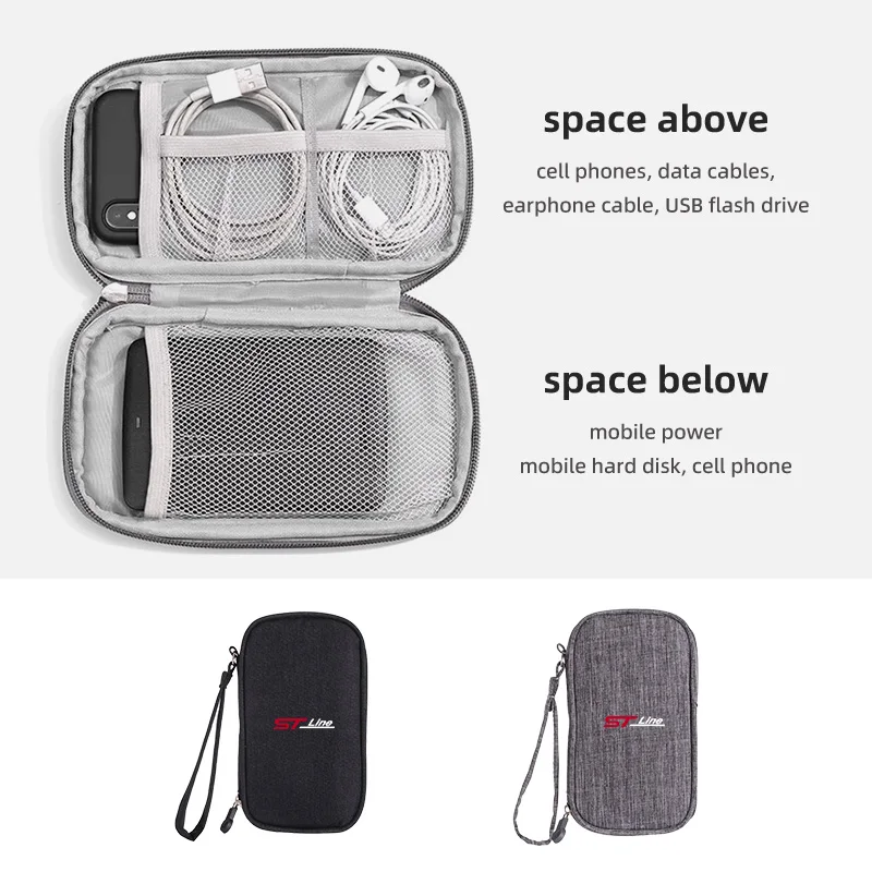 

Car Data Cable Storage Bag Waterproof Portable Travel Digital Case For Ford ST Racing Performance Focus Mk2 Mk3 Fiesta Ranger