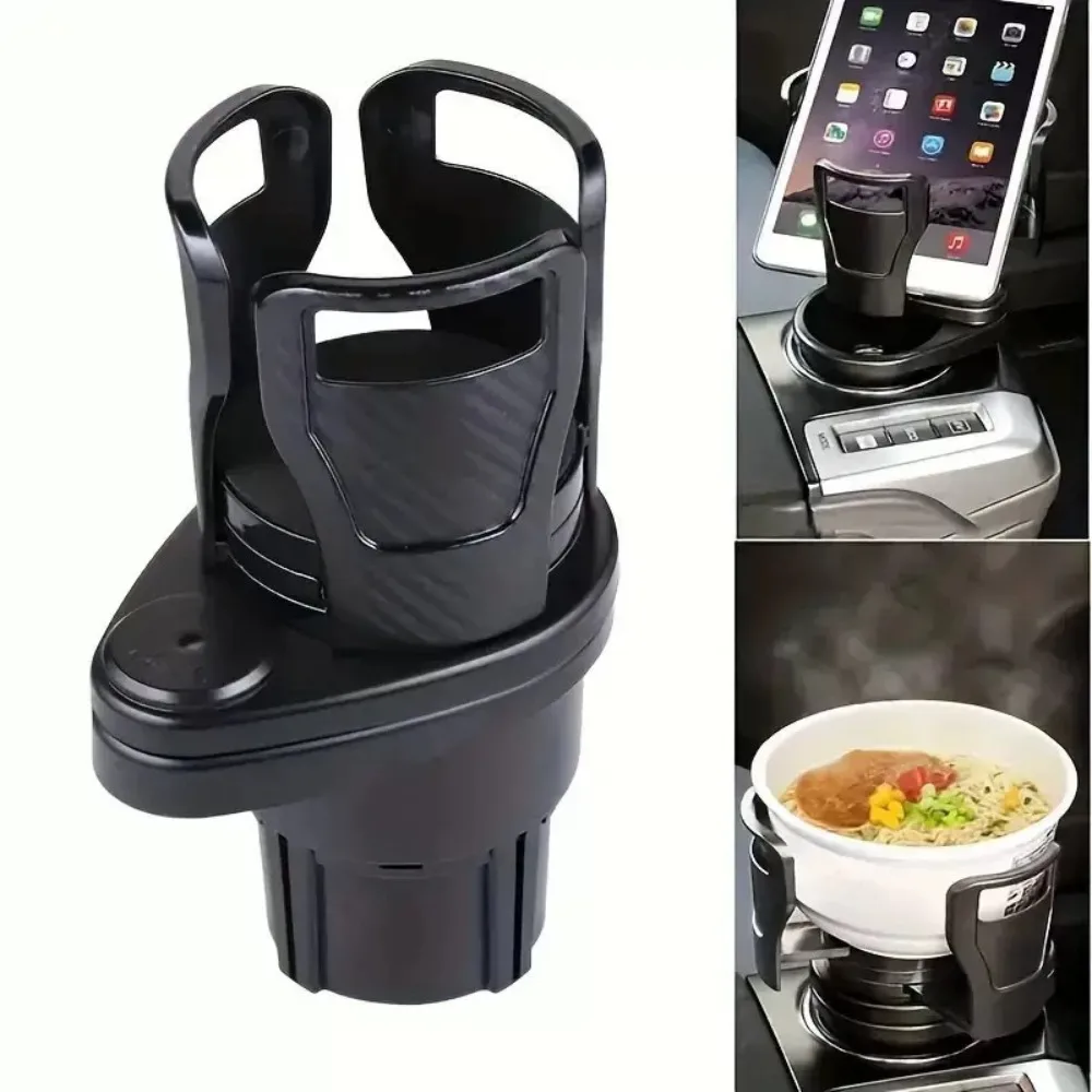 

360 Rotating Car Cup Holder Expander Adjustable with Phone Holder Dual Cup Holder Stable Multifunctional Aromatherapy Organizer