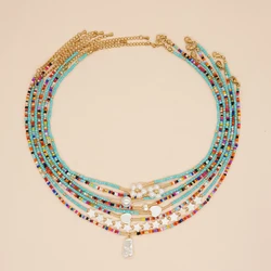 Go2boho Boho Glass Bead Necklace For Women Lovely Handmade Colorful Seed Beads Star Pearl Heart Daisy Design Pendant Jewelry