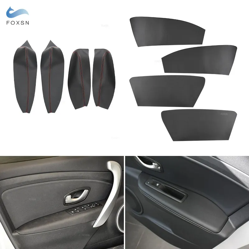 4pcs Microfiber Leather Cover For Renault Fluence 2008 2009 2010 2011 -2016 Car Interior Door Panels Armrest Trim Accessories