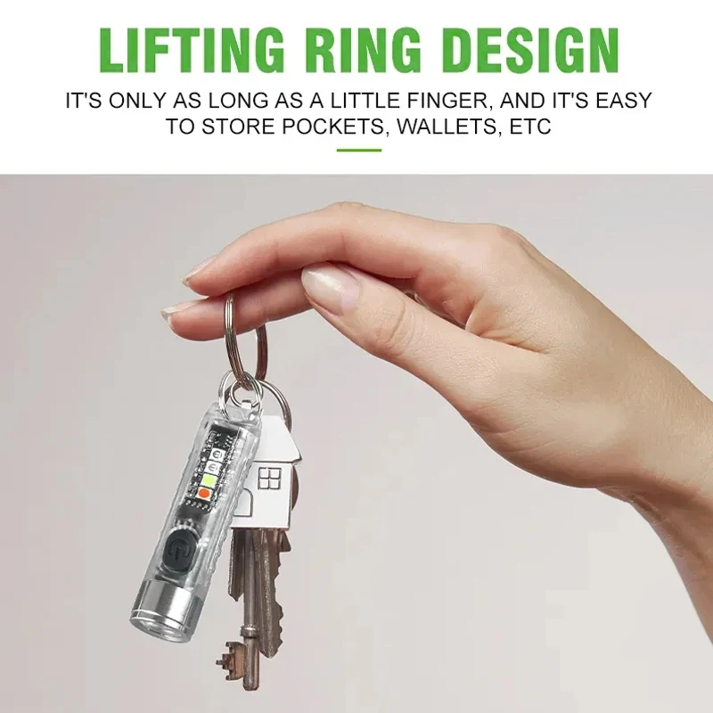 قطعة واحدة من مصباح سلسلة مفاتيح صغير قابل لإعادة الشحن مع 10 أوضاع وقاعدة مغناطيسية - مثالية للتخييم والأنشطة الخارجية #5