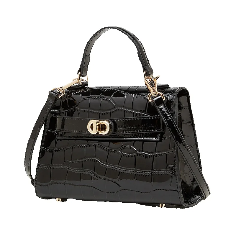 Genuine Leather Niche Crossbody Bag For Women, 2026 Summer New Style, Commuter Fashion Crocodile Pattern Kelly Bag, Handbag_voghion.com