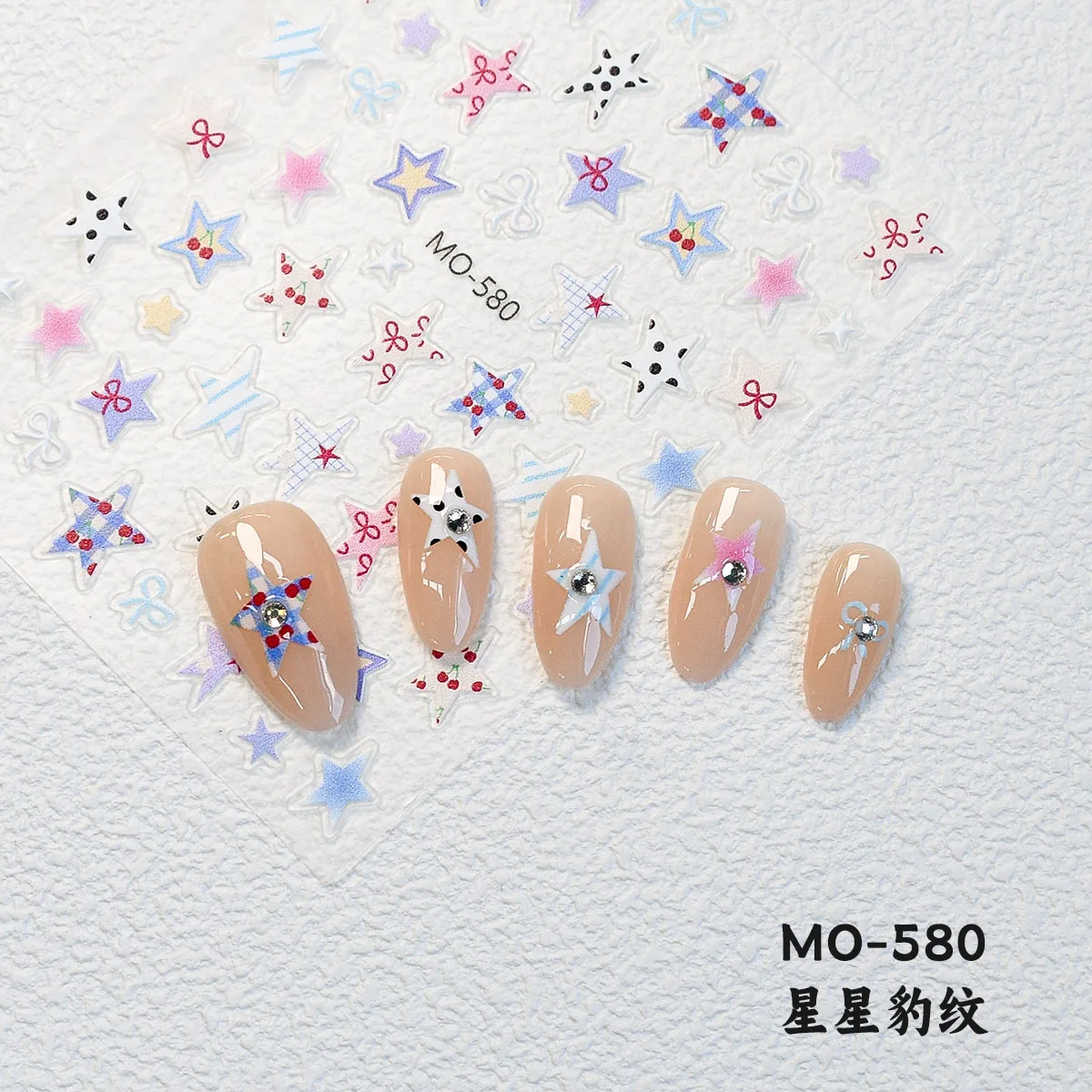 3D ster luipaardprint stickers voor nagel DIY zelfklevende sliders decor holografische sticker zelfklevende nail art design decoraties