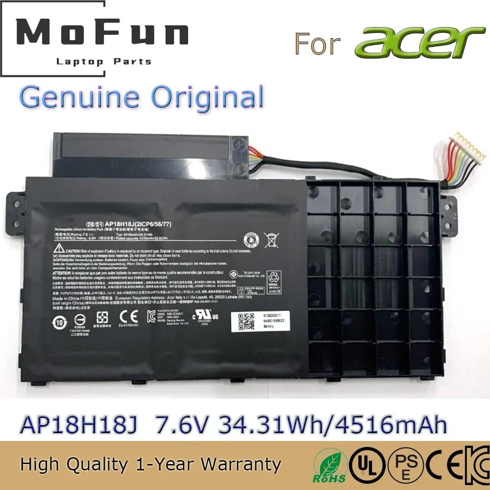 

Brand New Original AP18H18J 7.6V 34.31Wh Laptop Battery for Acer Spin 3 SP314-53 SP314-53-32KJ SP314-53-598C etc.
