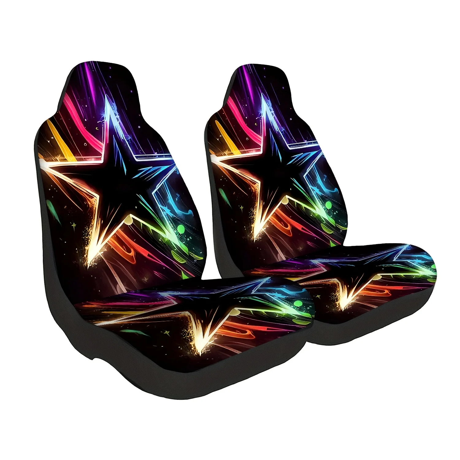 A Set Of 2 Colorful Starry Pattern Car Seat Covers, Suitable For Front Seats, Easy To Install And Clean, Compatible With Cars, S