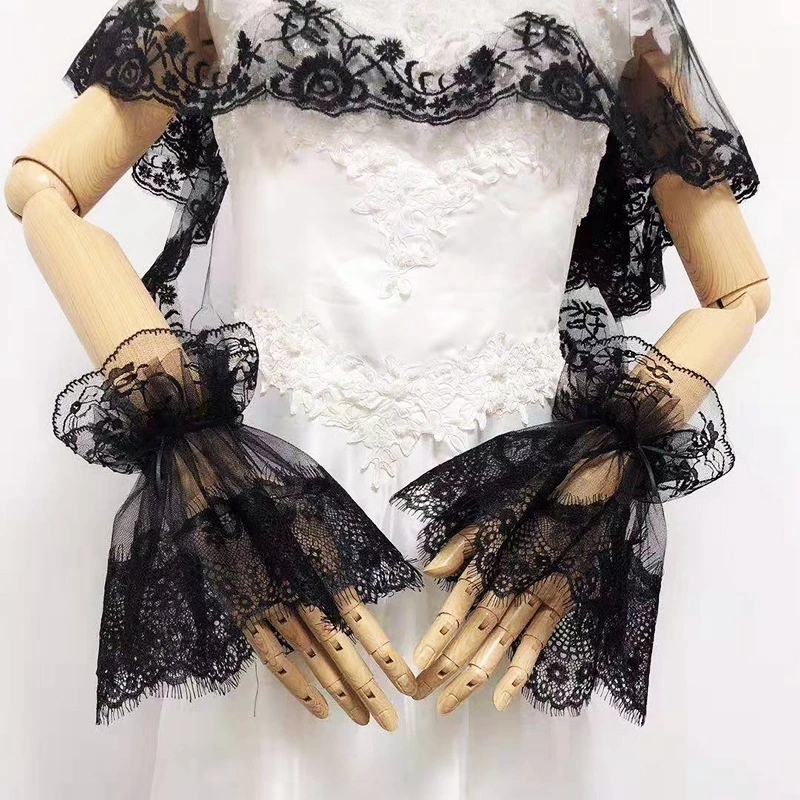 Black lace mesh False horn sleeves photo studio nails eyelashes hand sleeves Nail Polish Take a Photograph Decorations