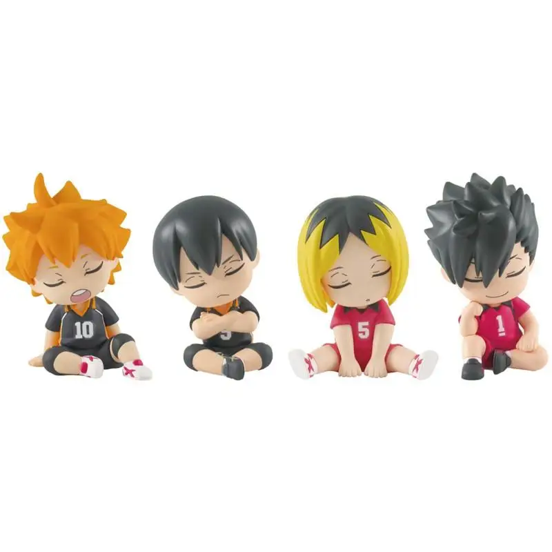 4Pcs/set Genuine Takara Tomy Gashapon Haikyuu!! Fig Shoulder To Shoulder Sleeping Sitting Posture Action Figure Model Toys Gift