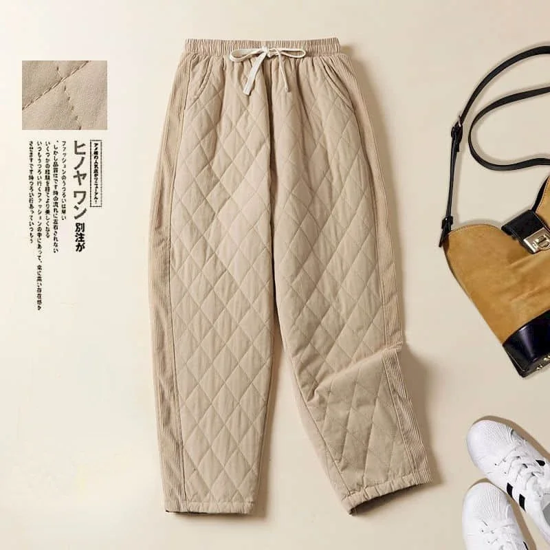 Solid Lantern Pants for Women Vintage Trousers Women Lightweight Cotton Added Casual Winter Warm Quilted Pants Women Clothing