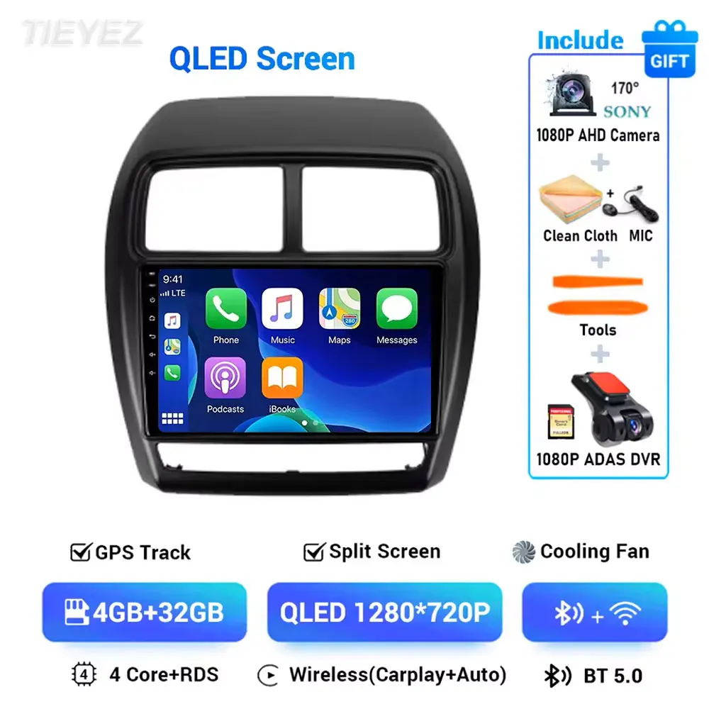 Voor Mitsubishi ASX 1 2016-2023 Android 15 Linksgestuurde Carplay Auto GPS Autoradio Navigatie Multimedia Video speler 4G BT